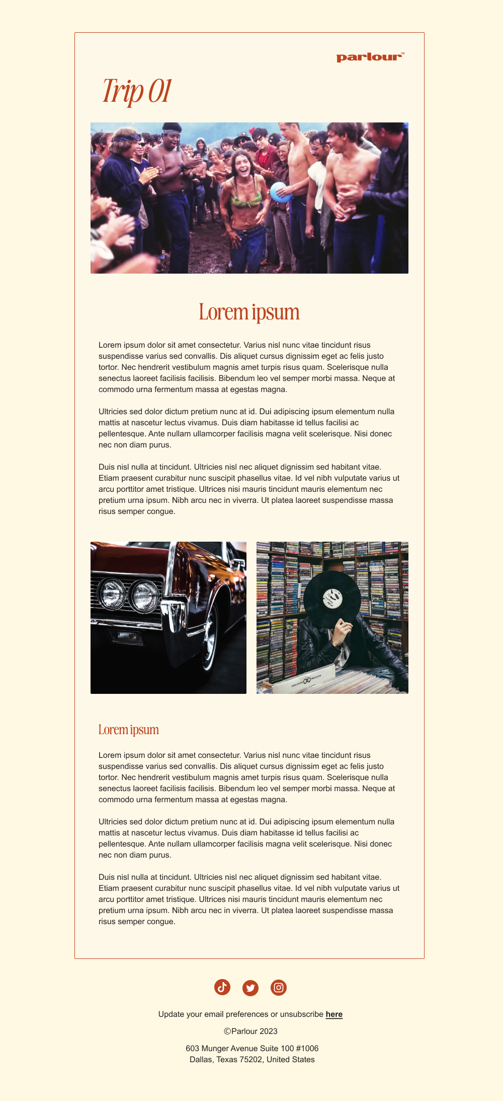 parlour email template